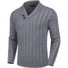 COOFANDY Men’s Shawl Collar Pullover Sweater Slim Fit Casual Button Cable Knit Sweaters(Grey)