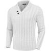 COOFANDY Men’s Shawl Collar Pullover Sweater Slim Fit Casual Button Cable Knit Sweaters(White)