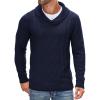COOFANDY Men’s Shawl Collar Sweaters V-Neck Relaxed Fit Cable Pullovers(01-navy Blue)