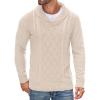 COOFANDY Men’s Shawl Collar Sweaters V-Neck Relaxed Fit Cable Pullovers(Apricot)