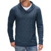 COOFANDY Men’s Shawl Collar Sweaters V-Neck Relaxed Fit Cable Pullovers(Blue Gray)