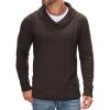 COOFANDY Men’s Shawl Collar Sweaters V-Neck Relaxed Fit Cable Pullovers(Brown)