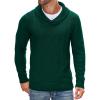 COOFANDY Men’s Shawl Collar Sweaters V-Neck Relaxed Fit Cable Pullovers(Dark Green)