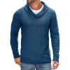 COOFANDY Men’s Shawl Collar Sweaters V-Neck Relaxed Fit Cable Pullovers(Denim Blue)