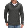 COOFANDY Men’s Shawl Collar Sweaters V-Neck Relaxed Fit Cable Pullovers(Grey)