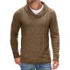 COOFANDY Men’s Shawl Collar Sweaters V-Neck Relaxed Fit Cable Pullovers(Light Brown)