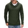 COOFANDY Men’s Shawl Collar Sweaters V-Neck Relaxed Fit Cable Pullovers(Olive)