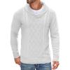 COOFANDY Men’s Shawl Collar Sweaters V-Neck Relaxed Fit Cable Pullovers(White)