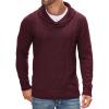 COOFANDY Men’s Shawl Collar Sweaters V-Neck Relaxed Fit Cable Pullovers(Wine Red)