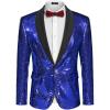 COOFANDY Mens Shiny Sequin Blazer Tuxedo Party Dinner Prom One Button Suit Jacket(Blue)