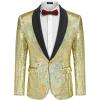COOFANDY Mens Shiny Sequin Blazer Tuxedo Party Dinner Prom One Button Suit Jacket(Champagne)