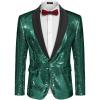 COOFANDY Mens Shiny Sequin Blazer Tuxedo Party Dinner Prom One Button Suit Jacket(Evergreen)