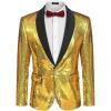COOFANDY Mens Shiny Sequin Blazer Tuxedo Party Dinner Prom One Button Suit Jacket(Gold)