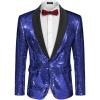COOFANDY Mens Shiny Sequin Blazer Tuxedo Party Dinner Prom One Button Suit Jacket(Navy Blue)