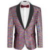 COOFANDY Mens Shiny Sequin Blazer Tuxedo Party Dinner Prom One Button Suit Jacket(Pat3)