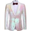COOFANDY Mens Shiny Sequin Blazer Tuxedo Party Dinner Prom One Button Suit Jacket(Pink)