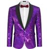 COOFANDY Mens Shiny Sequin Blazer Tuxedo Party Dinner Prom One Button Suit Jacket(Purple)