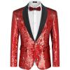 COOFANDY Mens Shiny Sequin Blazer Tuxedo Party Dinner Prom One Button Suit Jacket(Red-2)