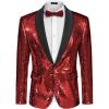 COOFANDY Mens Shiny Sequin Blazer Tuxedo Party Dinner Prom One Button Suit Jacket(Wine Red)