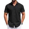 COOFANDY Mens Short Sleeve Dress Shirts Button Down Shirts Regular Fit Business Casual Shirt with Pocket(Black)