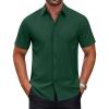 COOFANDY Mens Short Sleeve Dress Shirts Wrinkle Free Casual Button Down Shirts Summer Untucked Dress Shirt(Army Green)