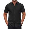 COOFANDY Mens Short Sleeve Dress Shirts Wrinkle Free Casual Button Down Shirts Summer Untucked Dress Shirt(Black)