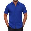 COOFANDY Mens Short Sleeve Dress Shirts Wrinkle Free Casual Button Down Shirts Summer Untucked Dress Shirt(Dark Blue)