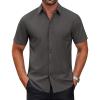 COOFANDY Mens Short Sleeve Dress Shirts Wrinkle Free Casual Button Down Shirts Summer Untucked Dress Shirt(Dark Grey)