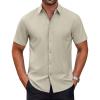 COOFANDY Mens Short Sleeve Dress Shirts Wrinkle Free Casual Button Down Shirts Summer Untucked Dress Shirt(Khaki)