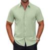 COOFANDY Mens Short Sleeve Dress Shirts Wrinkle Free Casual Button Down Shirts Summer Untucked Dress Shirt(Light Green)