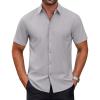 COOFANDY Mens Short Sleeve Dress Shirts Wrinkle Free Casual Button Down Shirts Summer Untucked Dress Shirt(Light Grey)