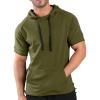 COOFANDY Men’s Short Sleeve Hoodie Workout Gym Sweatshirt Muscle Fit Fashion Athletic Hoodies Pullover Cotton Hooded T-Shirts(Army Green)