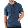 COOFANDY Men’s Short Sleeve Hoodie Workout Gym Sweatshirt Muscle Fit Fashion Athletic Hoodies Pullover Cotton Hooded T-Shirts(Blue)