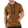 COOFANDY Men’s Short Sleeve Hoodie Workout Gym Sweatshirt Muscle Fit Fashion Athletic Hoodies Pullover Cotton Hooded T-Shirts(Brown)