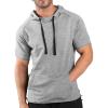 COOFANDY Men’s Short Sleeve Hoodie Workout Gym Sweatshirt Muscle Fit Fashion Athletic Hoodies Pullover Cotton Hooded T-Shirts(Grey)