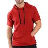 COOFANDY Men’s Short Sleeve Hoodie Workout Gym Sweatshirt Muscle Fit Fashion Athletic Hoodies Pullover Cotton Hooded T-Shirts(Red)