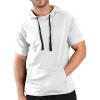 COOFANDY Men’s Short Sleeve Hoodie Workout Gym Sweatshirt Muscle Fit Fashion Athletic Hoodies Pullover Cotton Hooded T-Shirts(White)