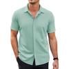 COOFANDY Mens Short Sleeve Wrinkle Free Shirt Casual Button Down Shirt Summer Dress Shirt(Light Green)