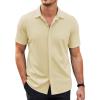 COOFANDY Mens Short Sleeve Wrinkle Free Shirt Casual Button Down Shirt Summer Dress Shirt(Light Khaki)