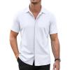 COOFANDY Mens Short Sleeve Wrinkle Free Shirt Casual Button Down Shirt Summer Dress Shirt(White)
