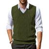 COOFANDY Men’s Sleeveless V Neck Pullover Sweater Slim Fit Casual Argyle Sweater Vest(Army Green)