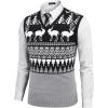 COOFANDY Men’s Sleeveless V Neck Pullover Sweater Slim Fit Casual Argyle Sweater Vest(Christmas Elk – Grey)