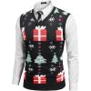 COOFANDY Men’s Sleeveless V Neck Pullover Sweater Slim Fit Casual Argyle Sweater Vest(Colorful Christmas Tree)