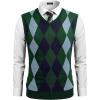 COOFANDY Men’s Sleeveless V Neck Pullover Sweater Slim Fit Casual Argyle Sweater Vest(Green)