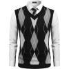 COOFANDY Men’s Sleeveless V Neck Pullover Sweater Slim Fit Casual Argyle Sweater Vest(Gw262 Black and Gray Plaid)