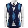 COOFANDY Men’s Sleeveless V Neck Pullover Sweater Slim Fit Casual Argyle Sweater Vest(Gw263 Blue and Gray Plaid)