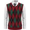 COOFANDY Men’s Sleeveless V Neck Pullover Sweater Slim Fit Casual Argyle Sweater Vest(Gw346 Red and Black Plaid)