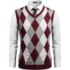 COOFANDY Men’s Sleeveless V Neck Pullover Sweater Slim Fit Casual Argyle Sweater Vest(Wine Red)