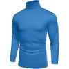 COOFANDY Men’s Slim Fit Basic Turtleneck T-Shirt Long Sleeve Solid T Shirts Casual Knit Pullover Thermal Tops(1 Pack- Blue)