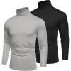 COOFANDY Men’s Slim Fit Basic Turtleneck T-Shirt Long Sleeve Solid T Shirts Casual Knit Pullover Thermal Tops(2 Pack(black+light Grey))